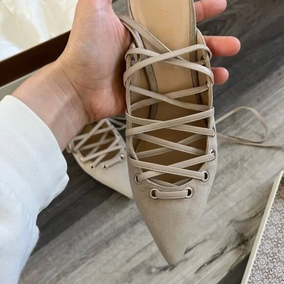 M. Gemi Corsetto Strappy Beige Pumps Size 8.5 - Picture 2 of 3
